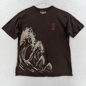 T&C Surf Designs Shirt Mens XL Brown Wave Surf Graphic Tee T-Shirt Ocean Hawaii